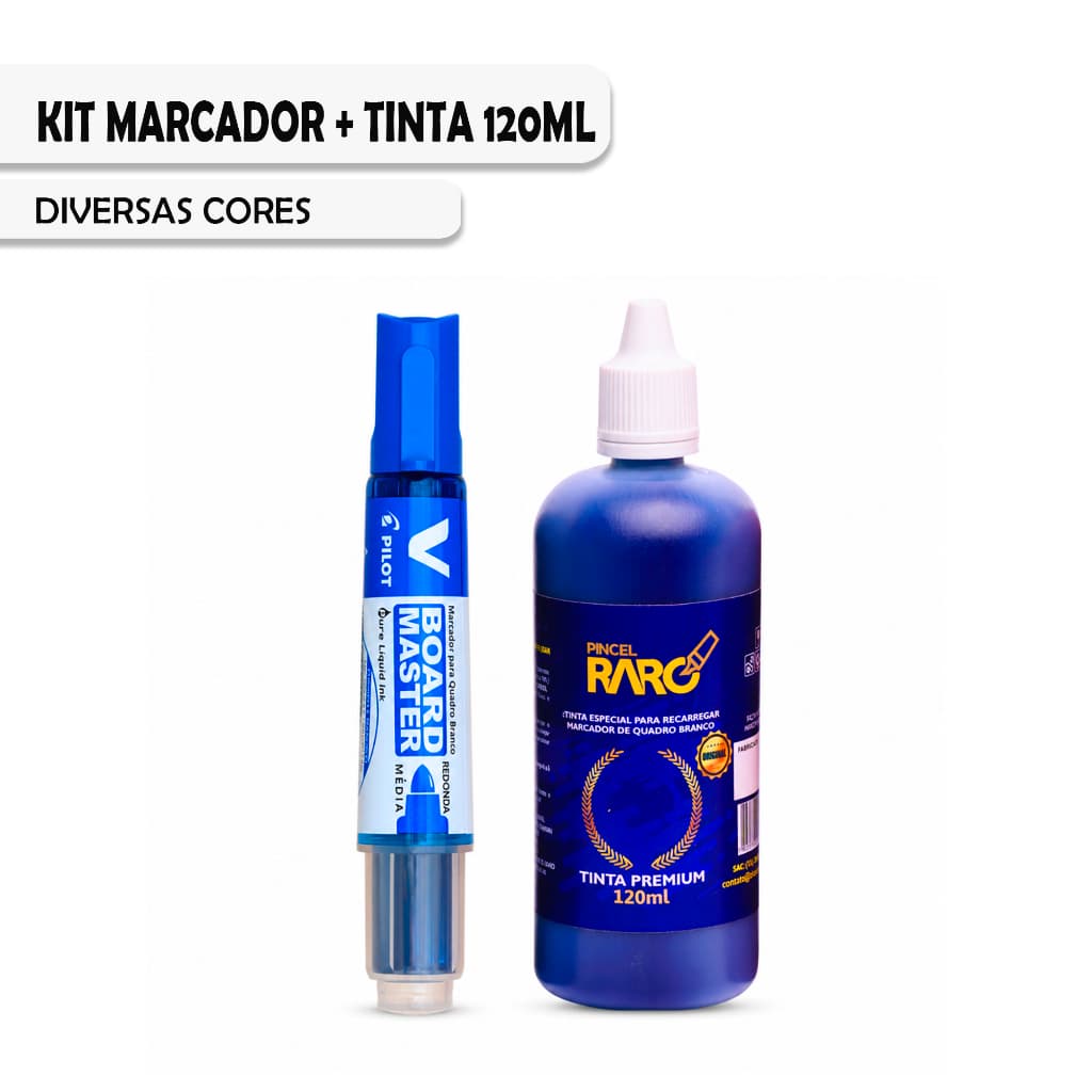 Pincel Quadro Branco Pilot V-board Master + Refil 120ml Azul