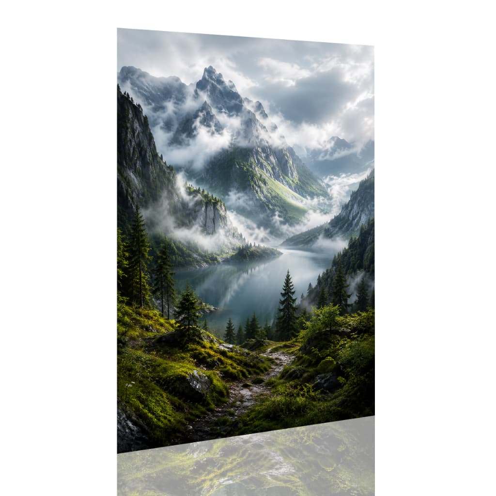 Quadro Decoração Parede Montanhas Lago Natureza Paisagem Premium Vertical