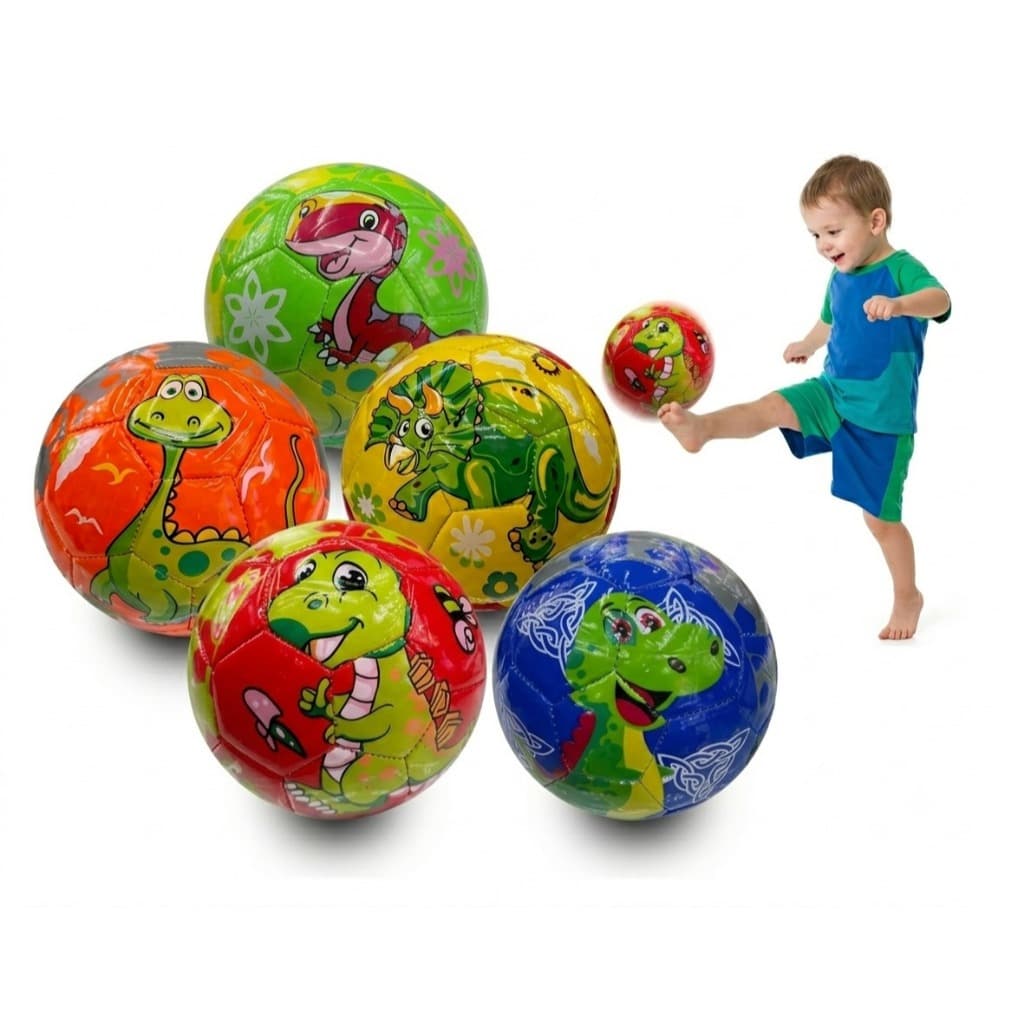 Kit 5 Bolas de Futebol Infantis Infláveis e Coloridas Dinossauros Mundo Jurássico