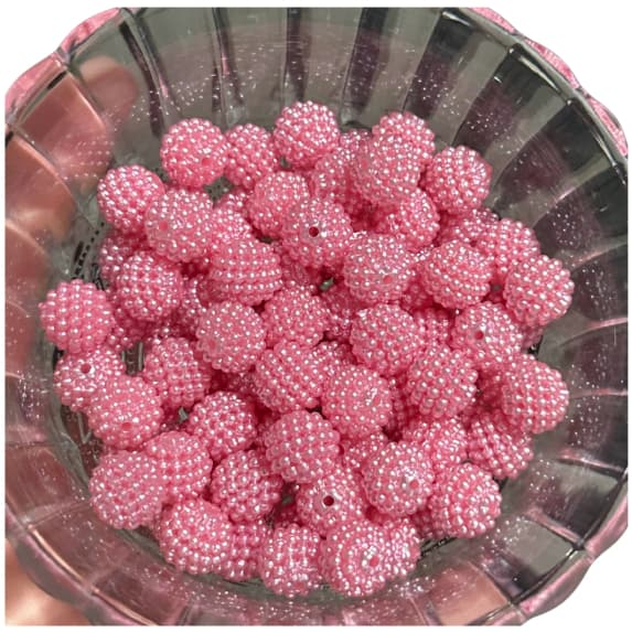 Pérolas craqueladas 12 mm (Rosa) - Pacote com 100 Unidades