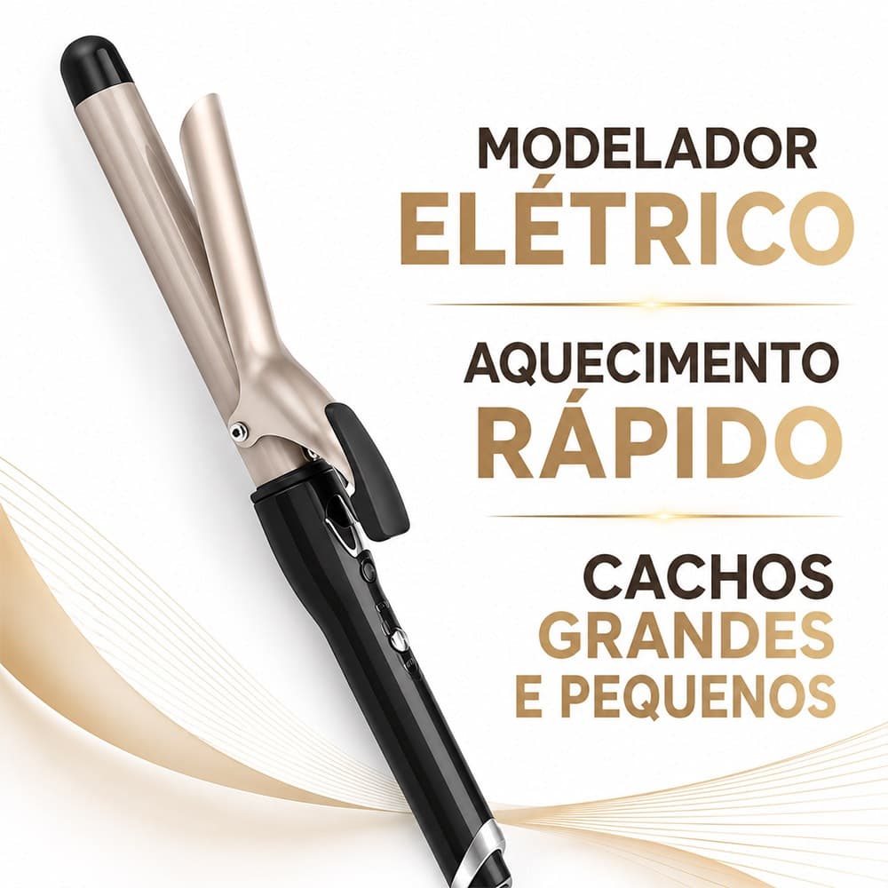 Modelador de Cachos Elétrico Profissional Cerâmica Aquecimento Rápido Cachos Perfeitos Bivolt