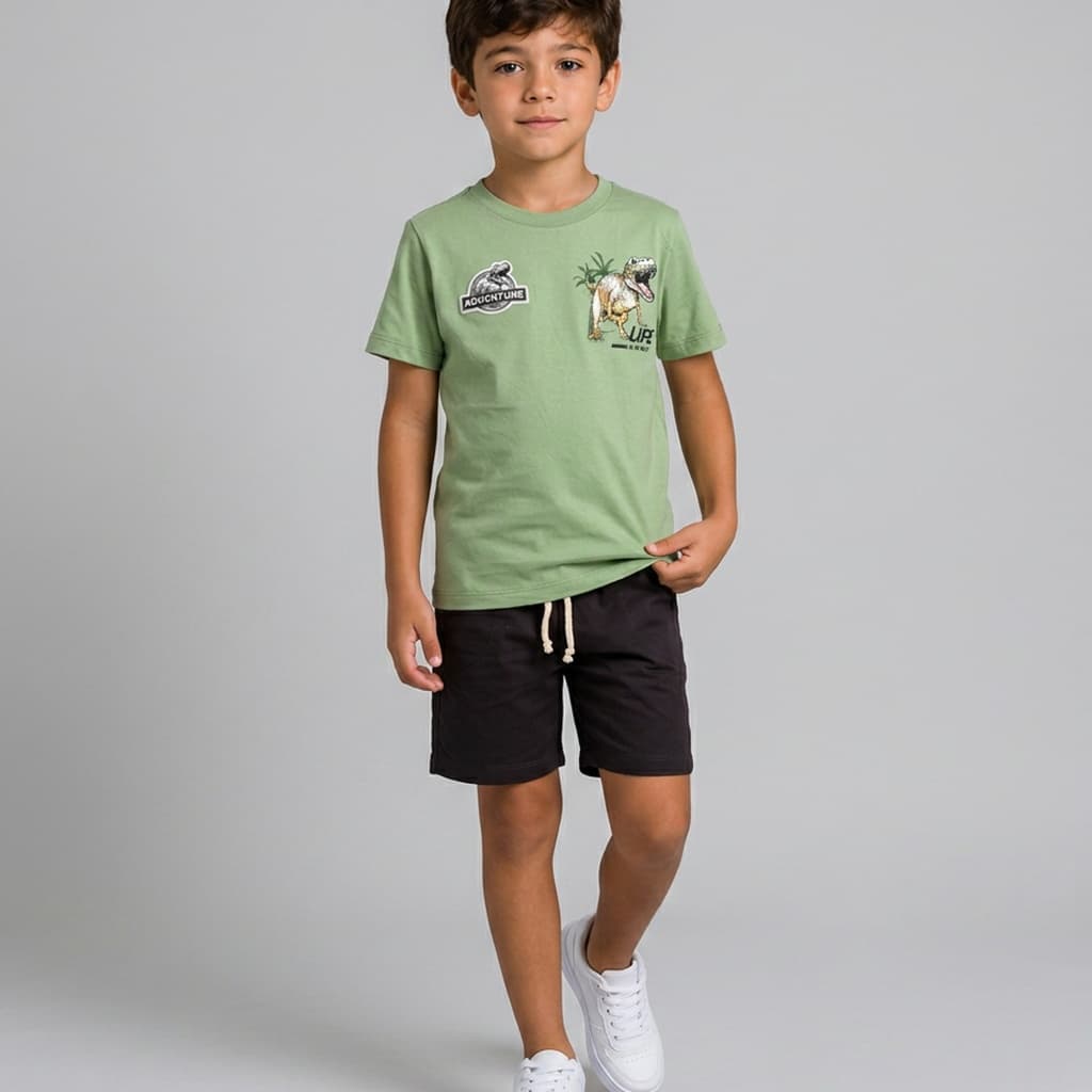 Conjunto Infantil Casual Camiseta e Bermuda Masculino Menino