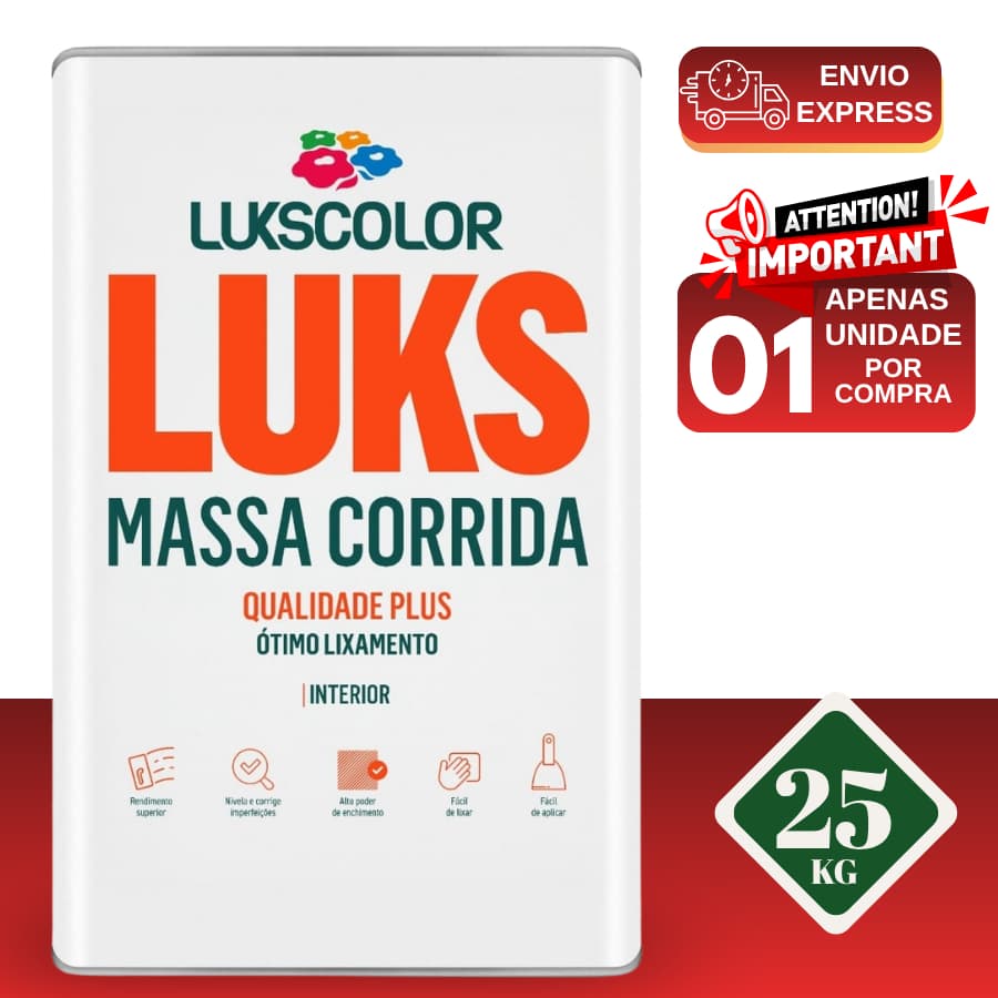 Massa Corrida Ótimo Rendimento Branca Lukscolor 25Kg
