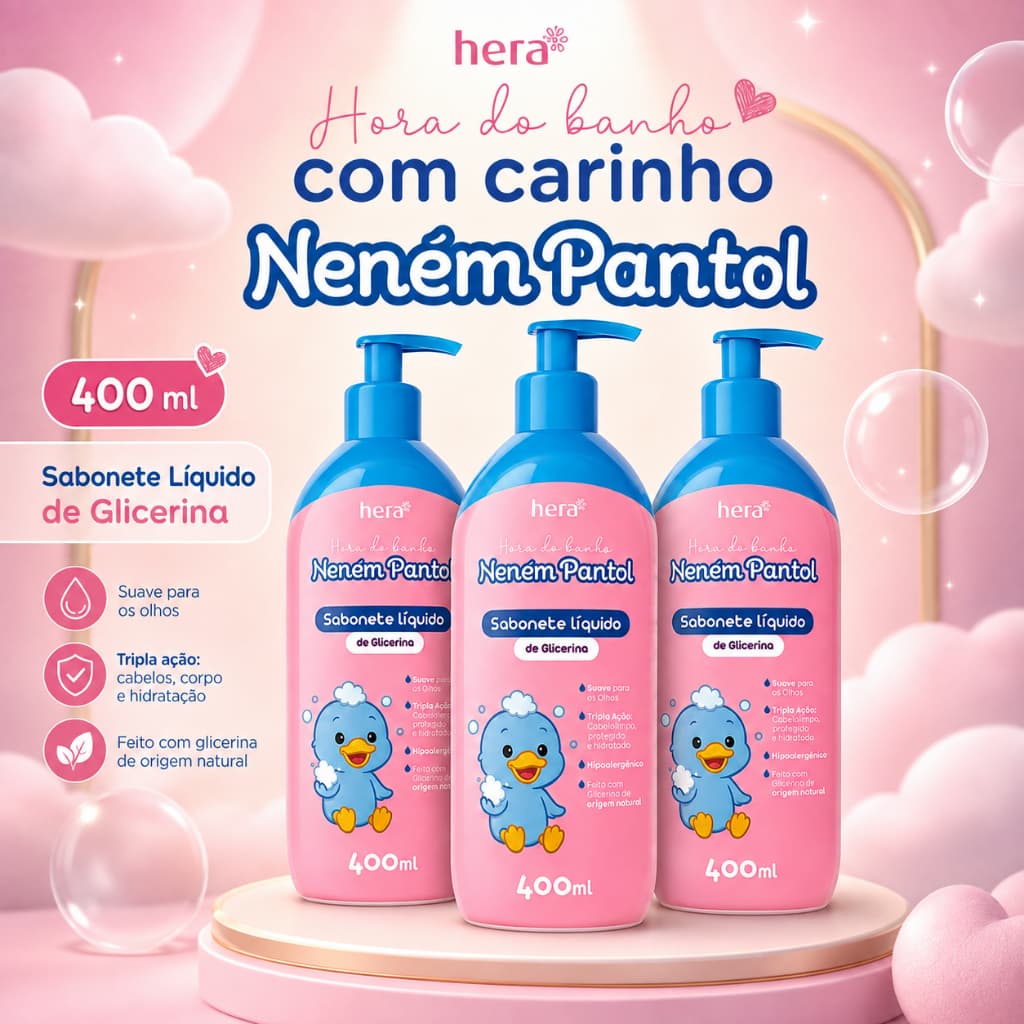 Kit com 3 Sabonetes Líquidos Neném Pantol — Hera, 400ml cada