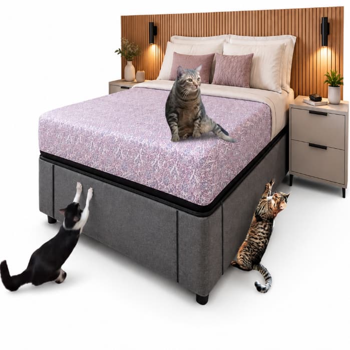Arranhador Causa Social Gato Protetor Saia para Cama Box em Carpete Resinado