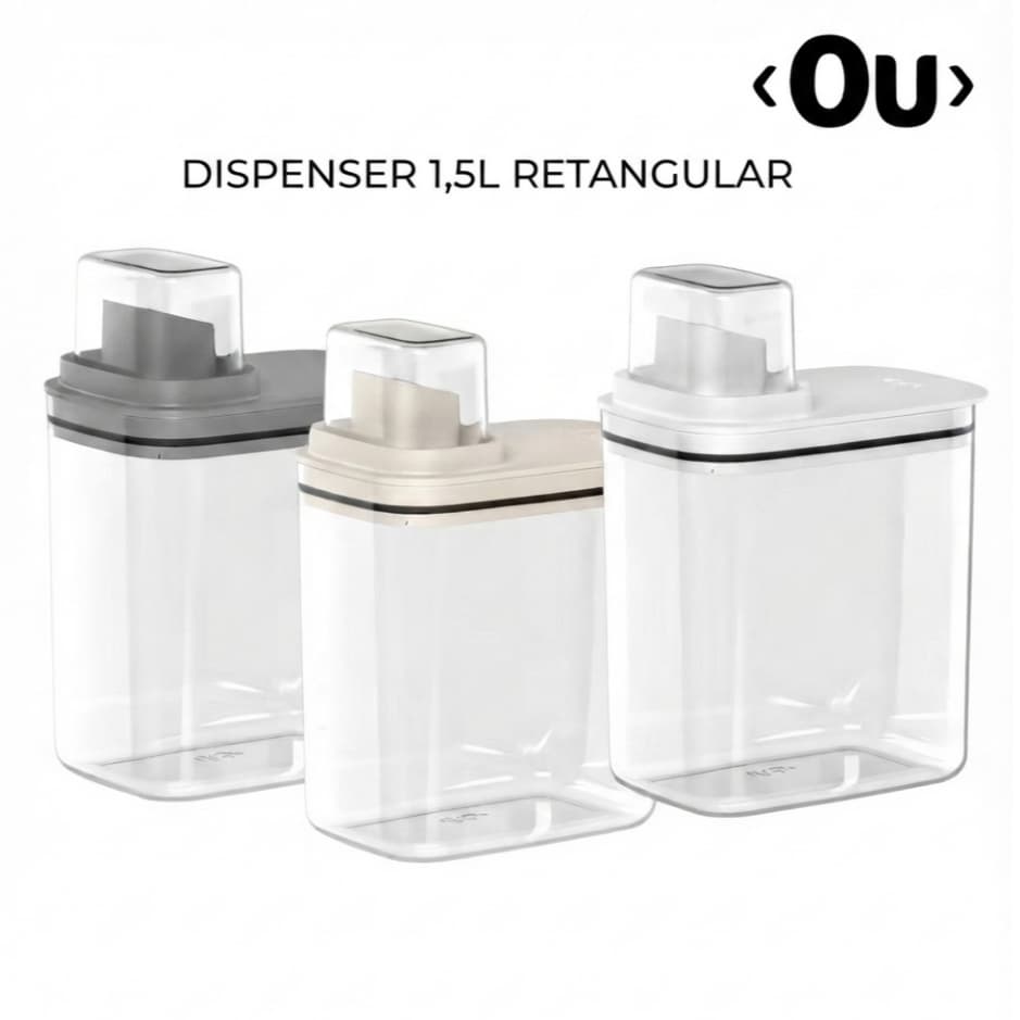 Dispenser 1,5L para Sabão em Pó Amaciante Lavanderia Linha Flow Ou Retangular