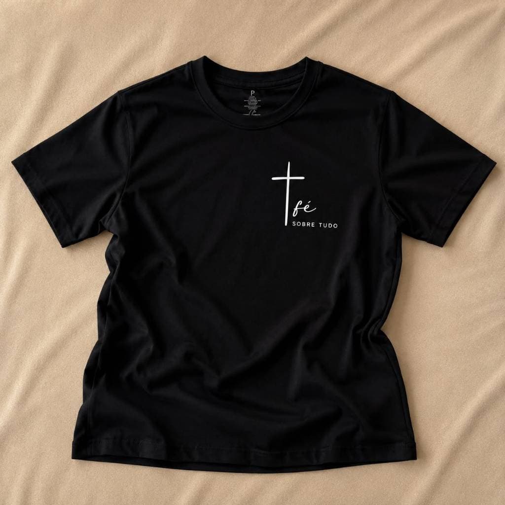 Camiseta Cristã Fé Unissex Leve Algodão Gospel Evagélica Gola Redonda Leve Masculina Feminina Religiosa Básica