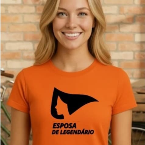 Camiseta Laranja 100% Algodão Esposa De Legendários Montanha Casual Básica Confortável
