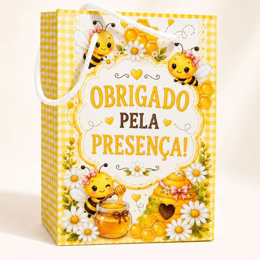 Sacola Abelhinha para Lembrancinha | Festa Infantil Tema Abelha | Sacolinha Pegue e Monte