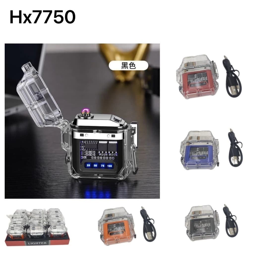 Isqueiro Eletrônico Elétrico Usb Com Botão Anti Vento 7750