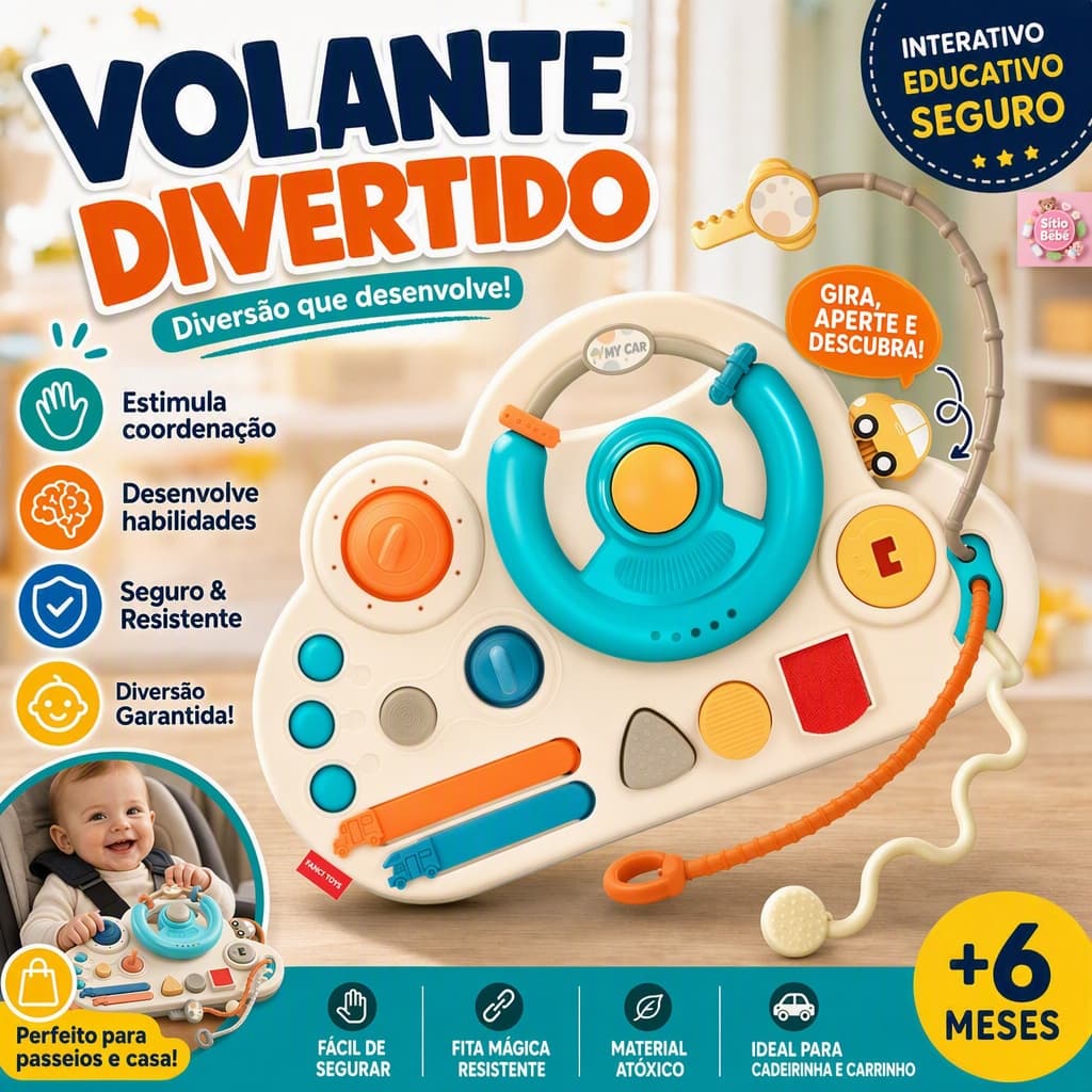 6 Em 1 Desenho Elétrico Simulado De Condução De Carros Volante De Direção Brinquedos De Bebê Educativos Infantis