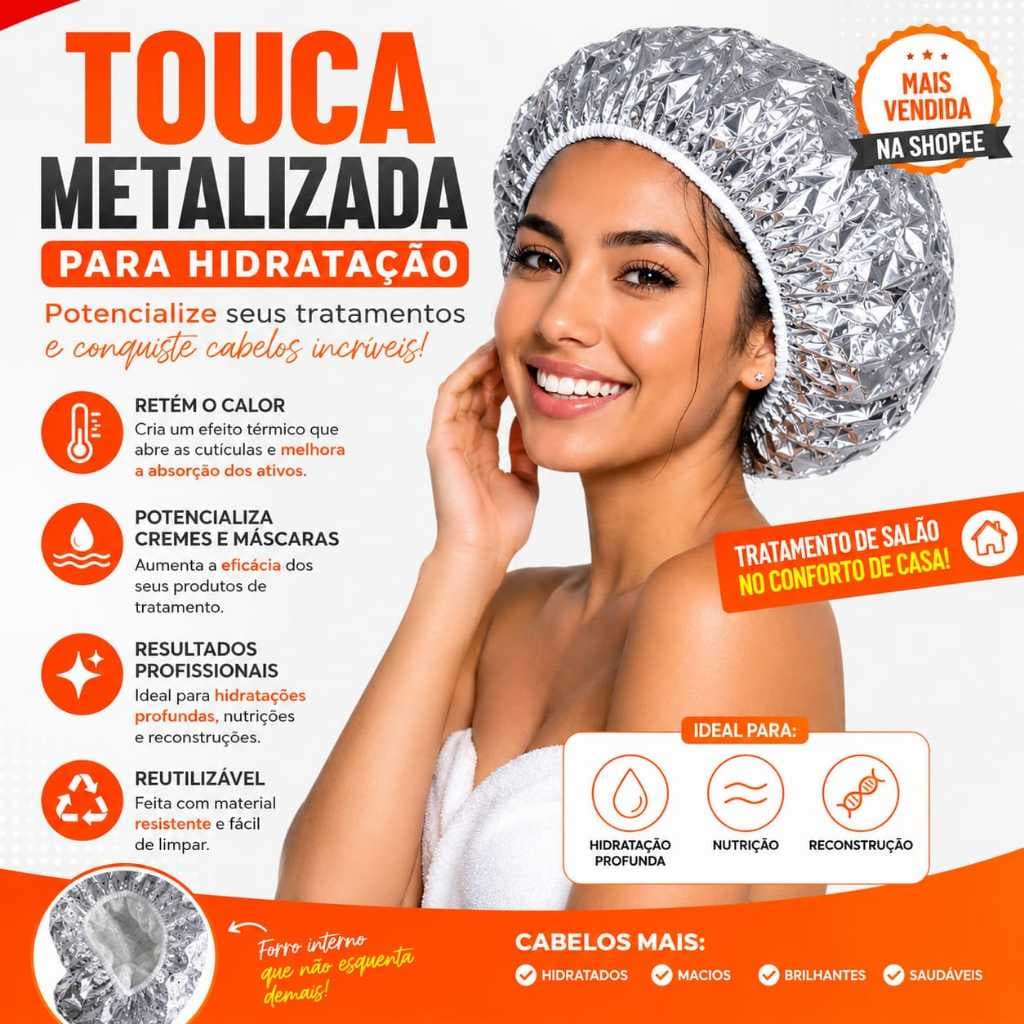 Touca Metalizada Capilar Hidratação Intensiva Efeito Térmico Potencializa Tratamento