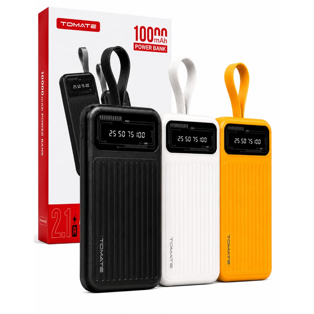 Carregador Portátil 10000mAh Power Bank Turbo Carga Rápida Cabo Embutido Tipo C/iPhone