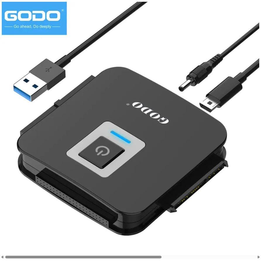 GODO Adaptador SATA/IDE para USB 3.0 Preto - Cabo Conversor HD 2.5/3.5 SSD HDD Alta Velocidade 5Gbps