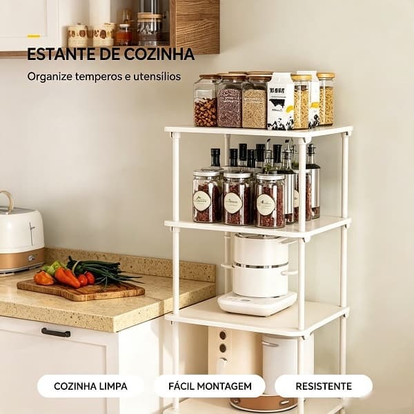 Estante Organizadora Multiuso DIY Montável Prateleira Modular Ajustável de Canto para Cozinha Banheiro Varanda Sapateira