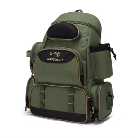 Mochila Tática de Pesca Bassdash GG Plain Green Suporte Vara Multifuncional Resistente