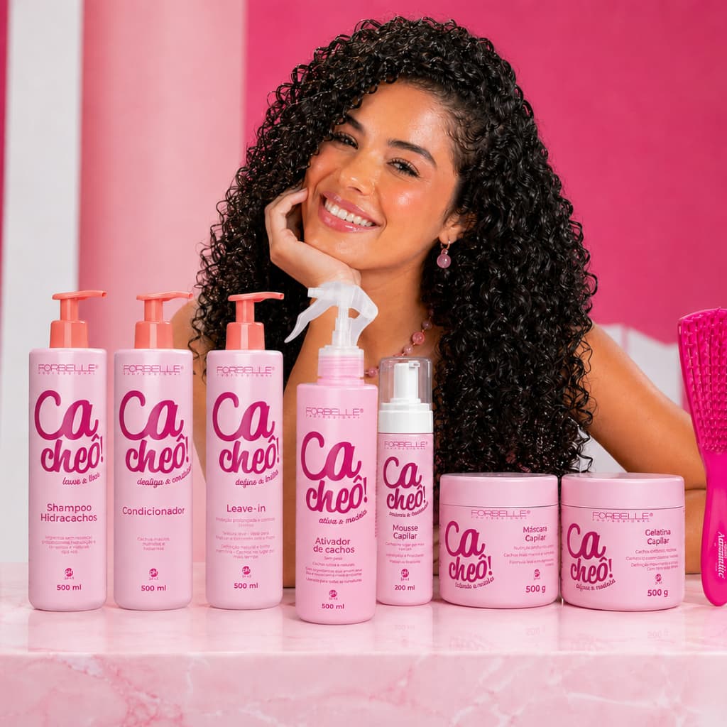 Kit Completo Cacheô - Shampoo, Condicionador, Leave-in, Ativador, Mousse, Gelatina Máscara Forbelle