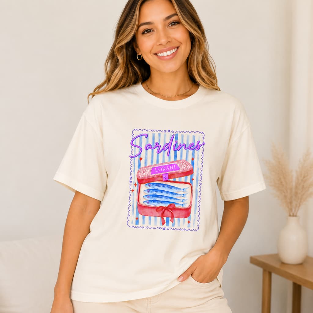 T-Shirt Estampada SARDINES Camiseta Básica 100% Algodão SARDINHAS P ao GG Envio Rapido