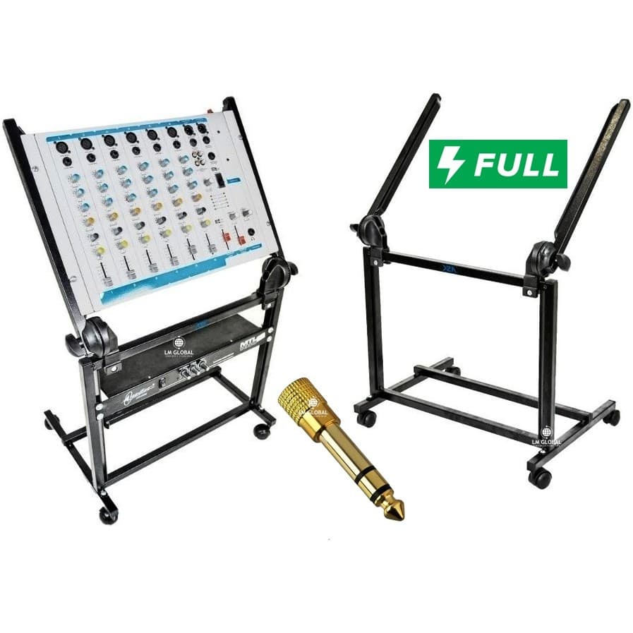Rack Para Mesa De Som E Periféricos L19 Padrão Regulável + Adaptador Plug P10 Dourado De Presente Envio Rápido