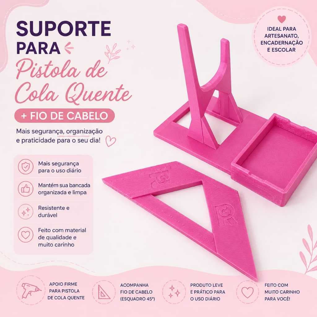 SUPORTE COLA QUENTE + REGUA DE ENCADERNAÇÃO + ESTILETE + QUEBRA LAMINA COM ARMAZENAMENTO LIT ARTESANATO