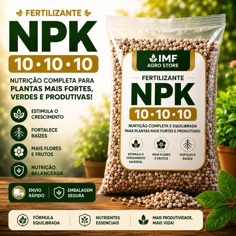 Adubo Fertilizante NPK 10-10-10 Granulado para Plantas Jardim Horta Frutíferas