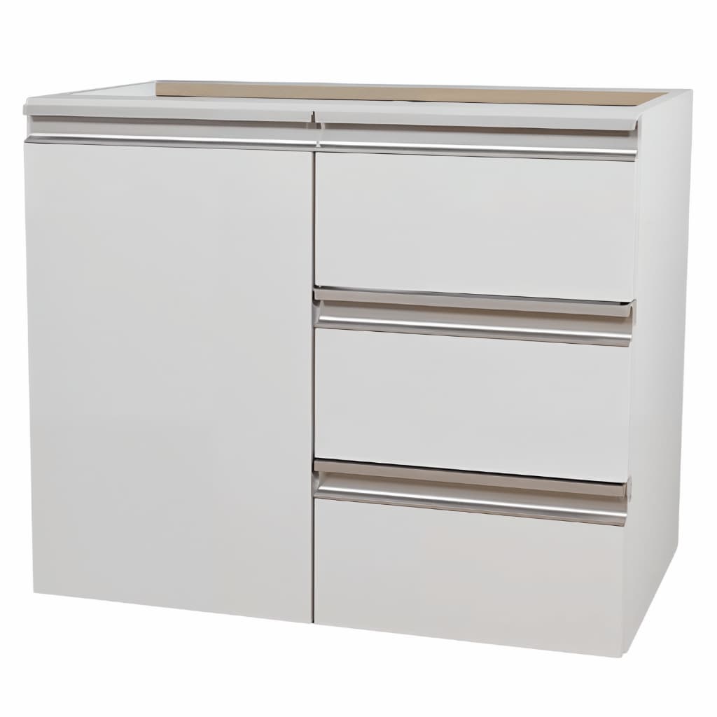 Gabinete Banheiro 60cm MDF Branco Balcão Sem Tampo de Apoio Armário Com e Sem Fundo