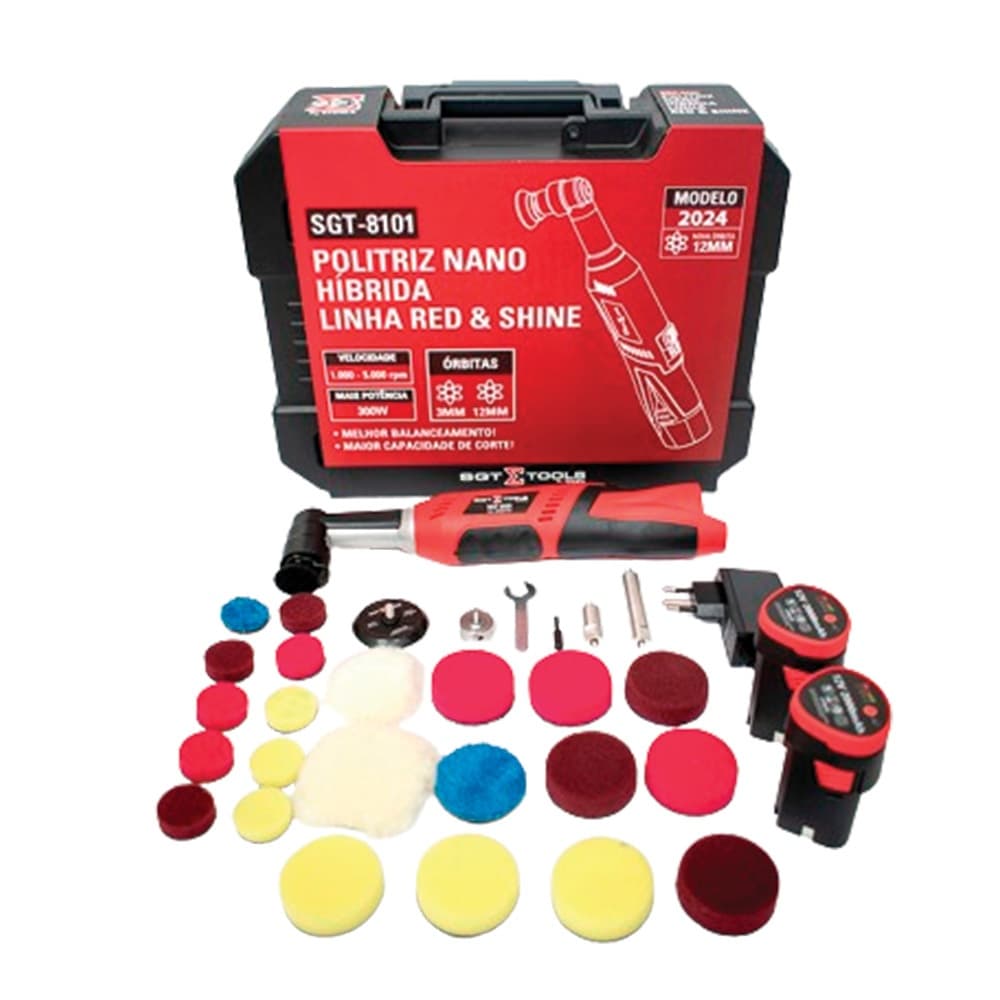 Politriz Nano Hibrida 300W com 2 Baterias Bivolt SGT81012 Sigma para Polimento Automotivo