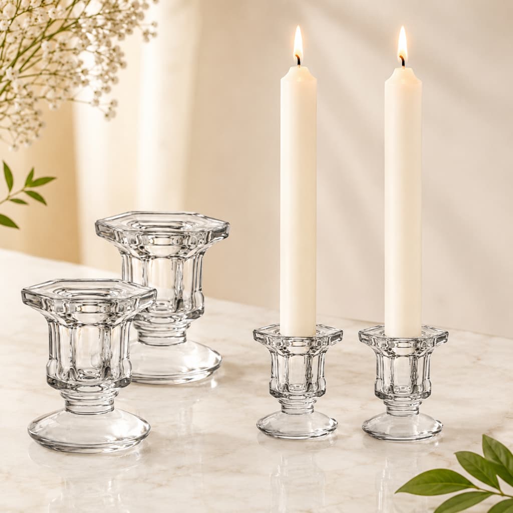 Kit 2/4/6/8 Castiçal de Vidro Pequeno Suporte Porta Vela Vidro Decoração Luxo Enfeite Romântico Enfeite Mesa Natal