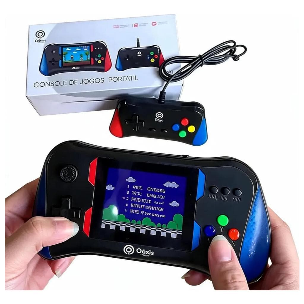 Mini Game Portátil Oásis OIH-5913 500 Jogos em 1 2 Jogadores TV AV