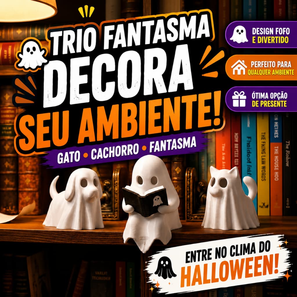 Enfeite Halloween Fantasma Gato Cachorro Decoração Temática