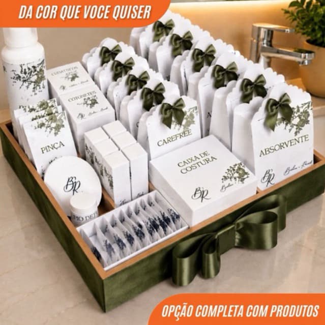 Kit Toalete Casamento Completo Personalizado Montado Premium I Pronto para Uso com Produtos Bandeja
