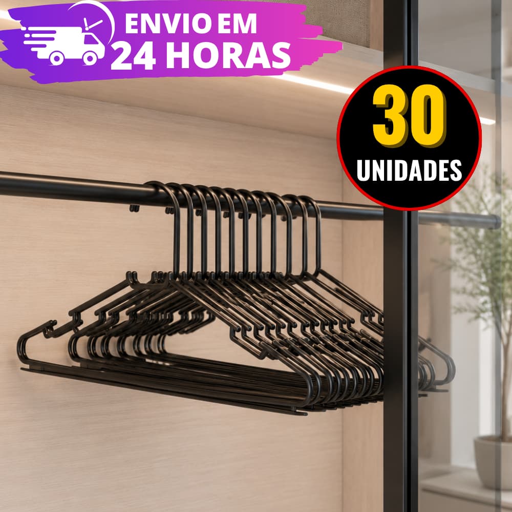 Cabides Adultos Kit 30 Cabides REFORÇADOS Organizador de Roupas