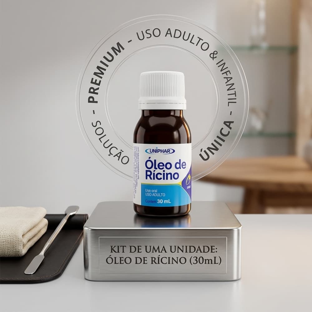 Óleo de Rícino 100% Puro Uniphar 30ml Crescimento Fortalecimento Cabelo Barba Sobrancelha Umectação Capilar