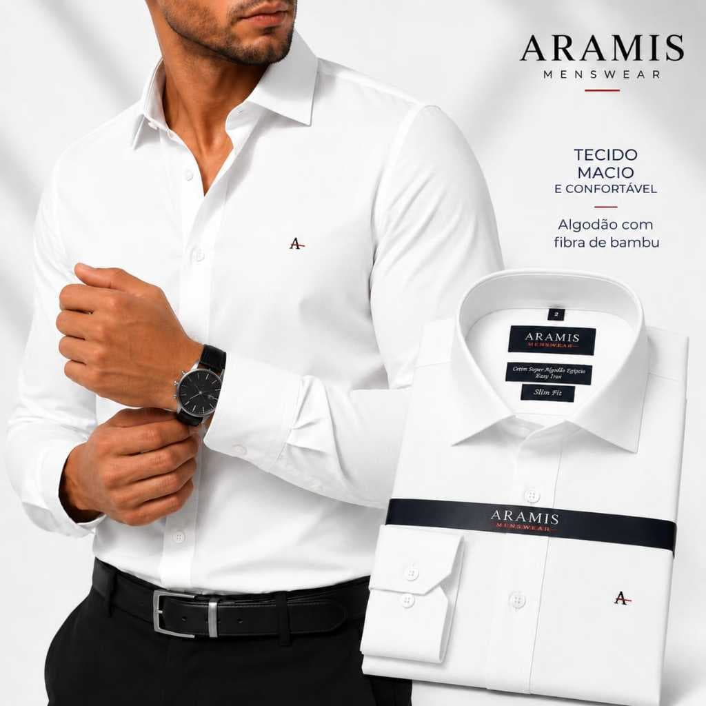 Marca Famosa - Aram1s - Camisas Outlet - Camisa Social Manga Longa