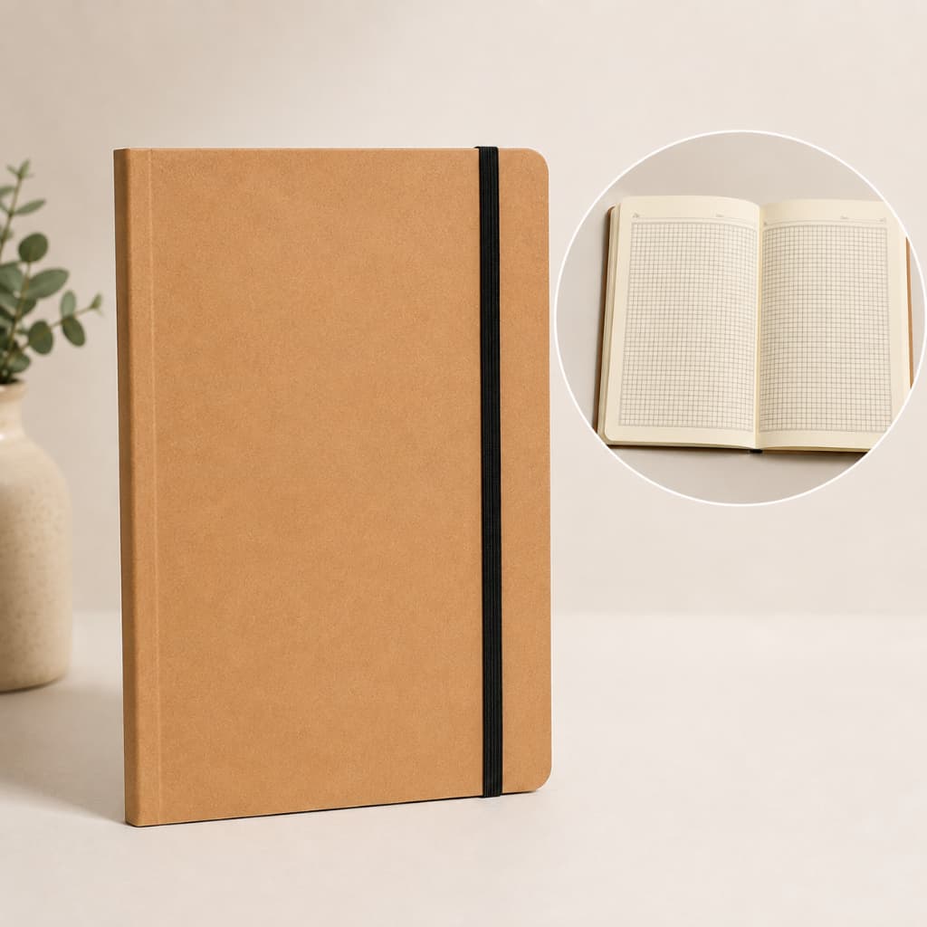 Caderneta Caderno em Kraft Quadriculado 80 Folhas Amareladas Caderno