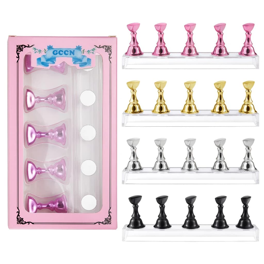 Expositor Unhas Magnético Suporte Treino Nail Art Fotos Luxo Base Cristal Pedestal