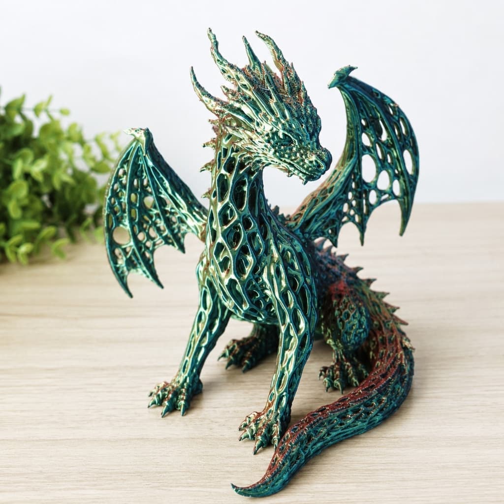 Dragão 3D com Asas Decoração Geek Fantasia Colecionável
