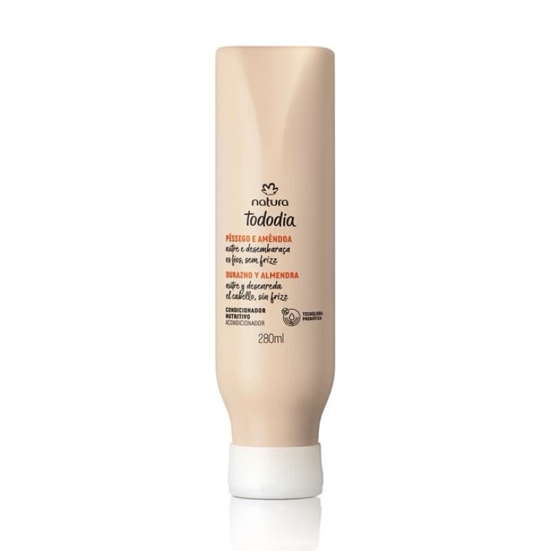 Condicionador Natura Tododia Pêssego e Amêndoa 280ml – Nutrição, Brilho, Maciez e Menos Frizz