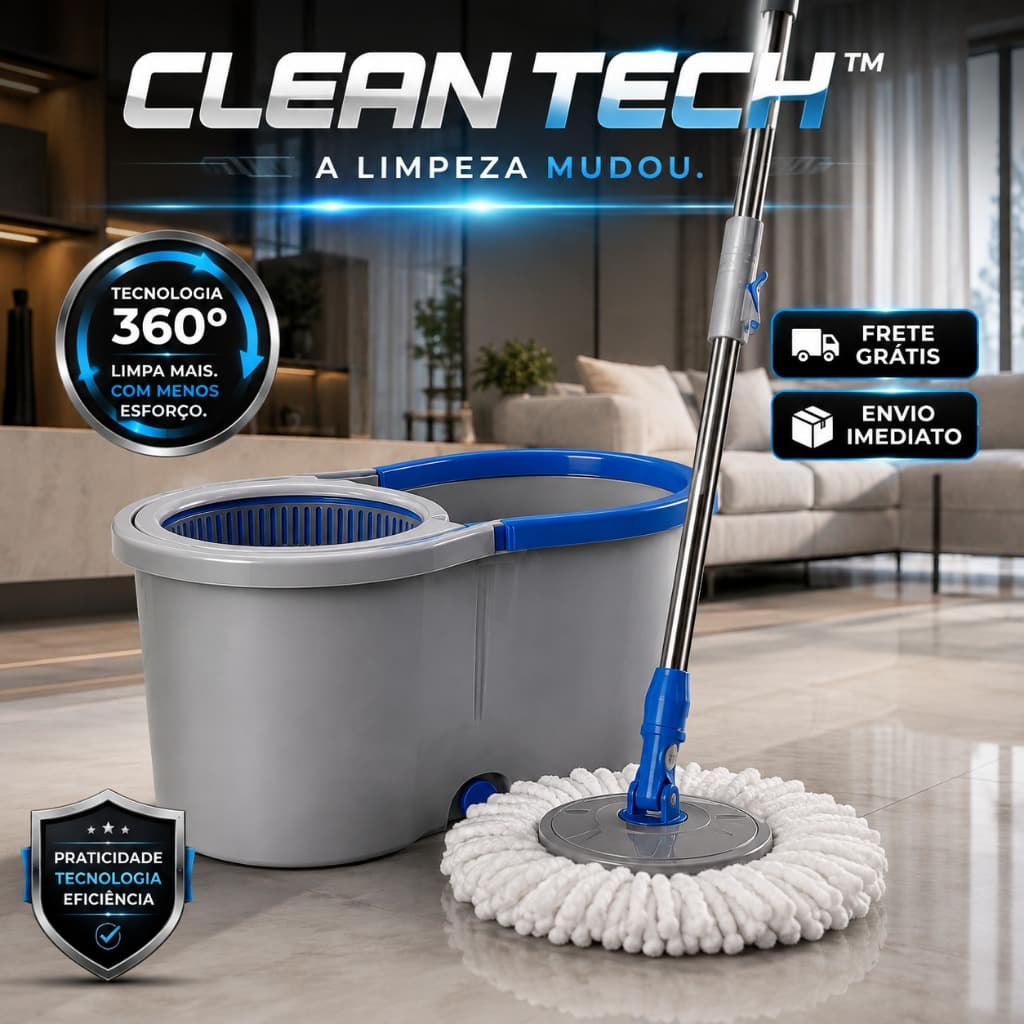 Mop Giratório Com Balde 13 Litros Alça Resistente Limpeza Prática Eficiente