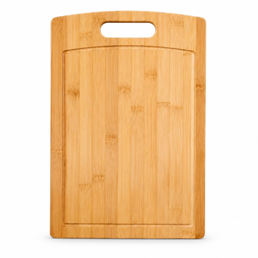 Tábua de Corte em Bambu 33x23cm com Alça e Canaleta para Carnes Legumes Churrasco