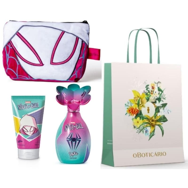 Boticário Kit presente Dia das Crianças Sophie Spider-Gwen: Colônia, Loção Hidratante, Nécessarie