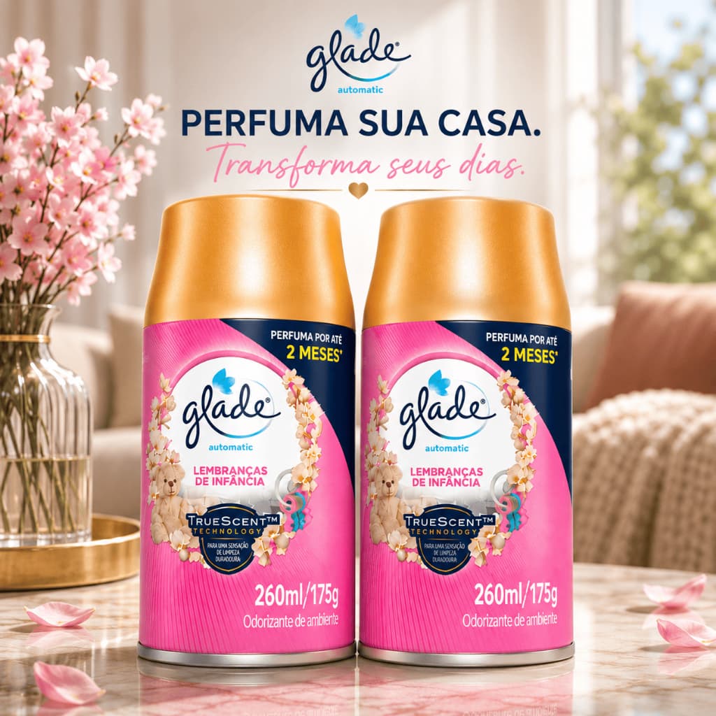 Refil  Glade Odorizador de Ambiente - Lembranças de Infância 260ml Aromatizador Spray Automático 1 ou 2 Unidades