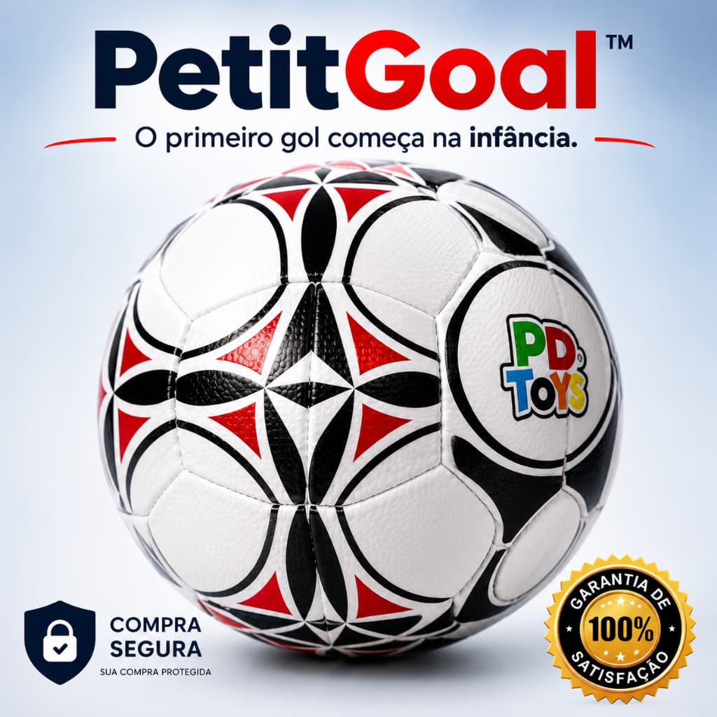 Bola de Futebol Infantil PetitGoal™ Tamanho 2 Macia em Vinil para Crianças 3+ Anos