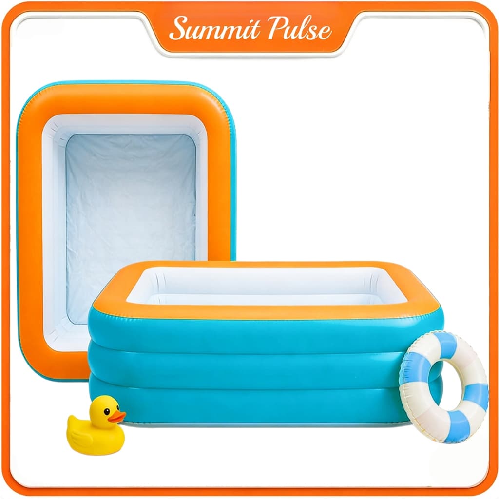 Piscina inflável azul de PVC, grande capacidade, portátil e dobrável – reforçada para áreas internas e externas.