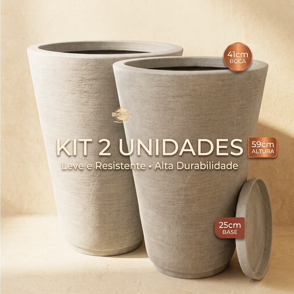2 Vasos Grande 59cm Nº4  Moderno Jardim  Área Externa Gg Polietileno