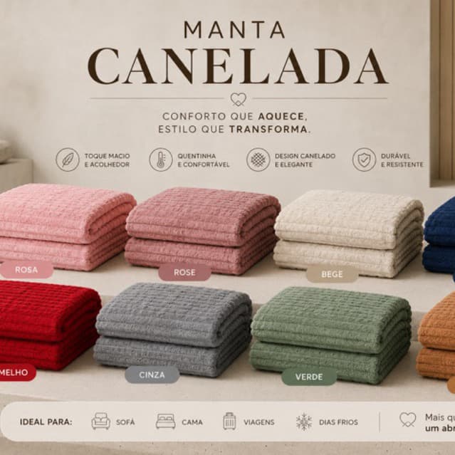 Manta Canelada Queen Size 2,40m x 2,20m- Fortune