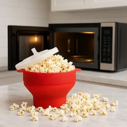 Pipoqueira de Silicone Pop Para Microondas Vermelha com Tampa Mori