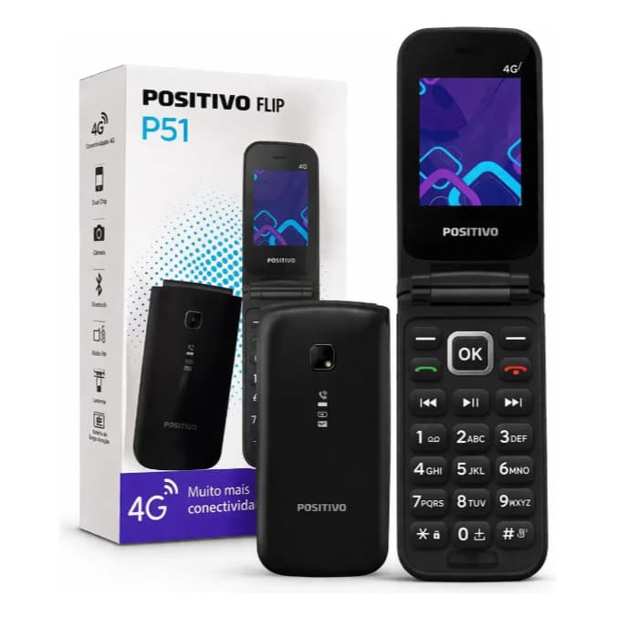 Celular Positivo P51 Flip 4g Dual Sim 128 Mb Preto 42 Mb Ram