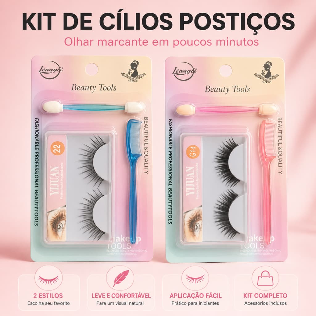 Este kit de cílios postiços vem com um pente e um aplicador de esponja — leve, confortável e fácil de usar.