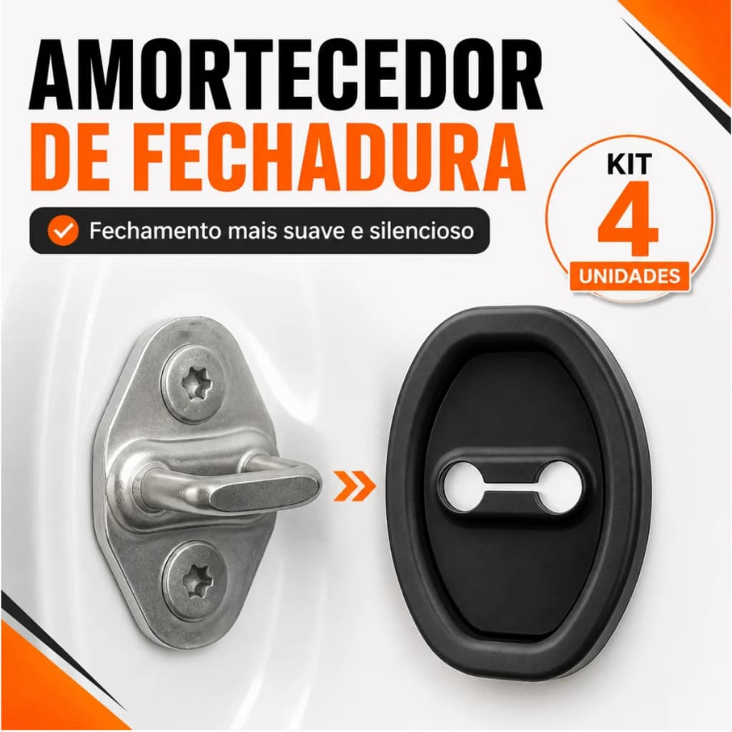 Protetor Amortecedor de Porta Carro KIT 4 Peças Borracha para Fechadura Universal Batente Anti Impacto